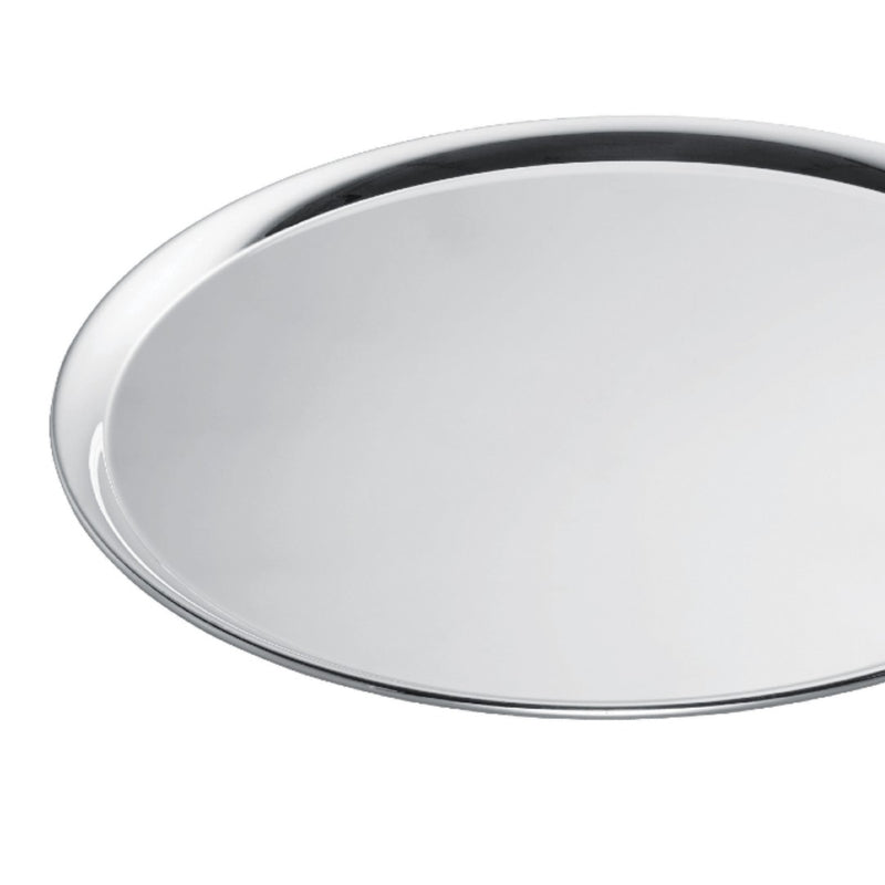 Close-up of the Large round silver-plated Classique tray by Ercuis