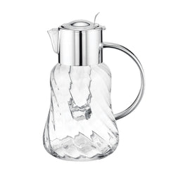 Luxury spiral glass jug Tuileries 2.4 L with silver-plated lid, handle, and glass tube by Ercuis – handcrafted French design for elegant entertaining.