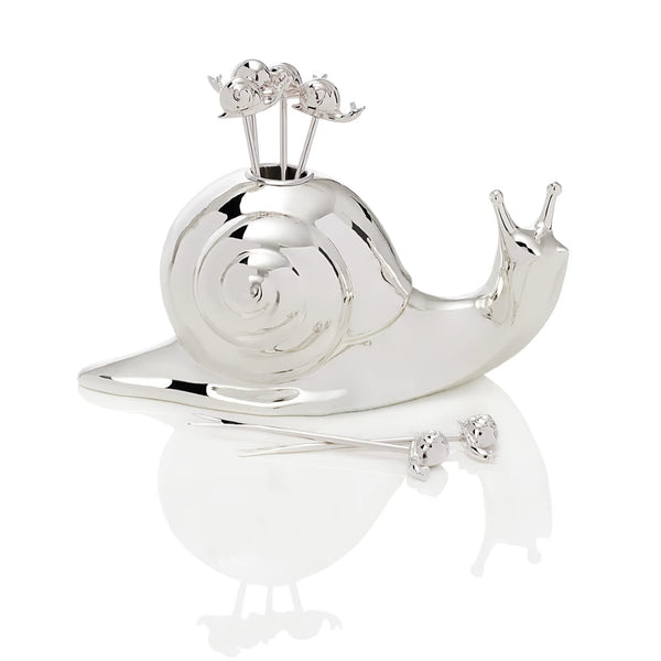 Snail Set 8 Cocktail Picks 'Tuileries' by Ercuis, Silver-Plated