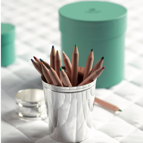 Houpla Baby Cup by Ercuis | Silver Plated Baby Gift With Color pencils in it