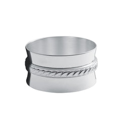 Silver-plated Marine napkin ring by Ercuis on white background.