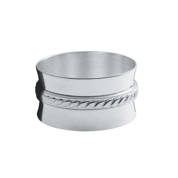 Silver-plated Marine napkin ring by Ercuis on white background.