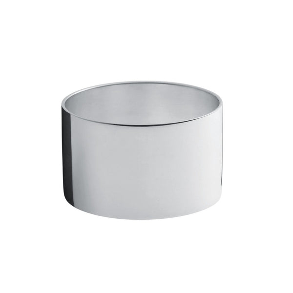 Silver-plated Mistral napkin ring by Ercuis on white background.