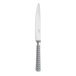 Arlequin Noir dinner knife by Ercuis, silver plated with black lacquer and guilloché engraving.