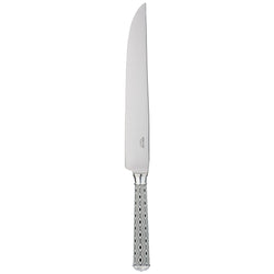 Arlequin Noir carving knife by Ercuis, silver plated with black lacquer and guilloché engraving.