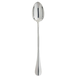 Silver-plated soda spoon with long slender handle and oval bowl from the Ercuis Baguette collection.