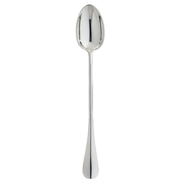 Silver-plated soda spoon with long slender handle and oval bowl from the Ercuis Baguette collection.