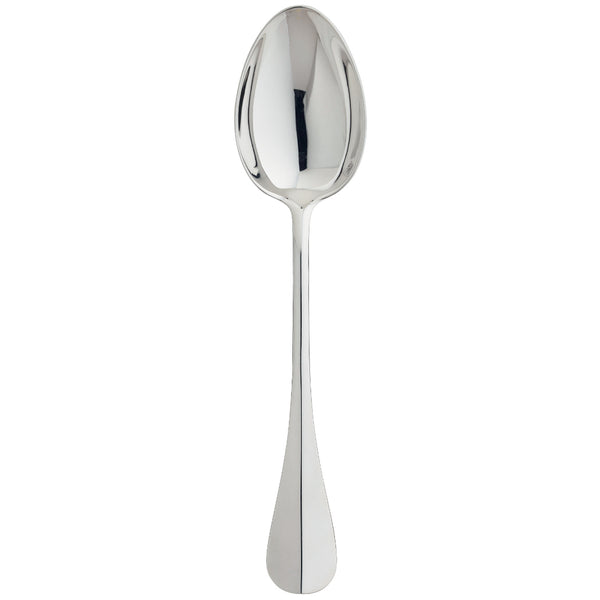 Silver-plated place spoon with elongated bowl and slender handle from the Baguette collection by Ercuis.