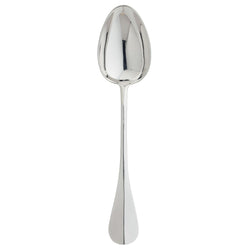 Silver-plated dessert spoon with rounded bowl and tapered handle from the Baguette collection by Ercuis.