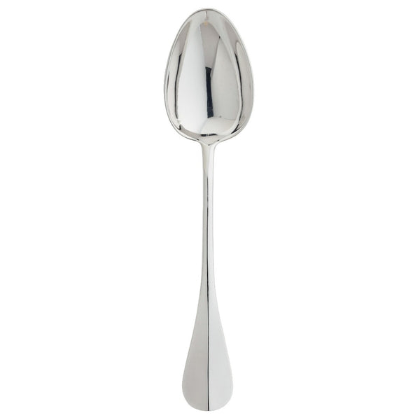 Silver-plated dessert spoon with rounded bowl and tapered handle from the Baguette collection by Ercuis.
