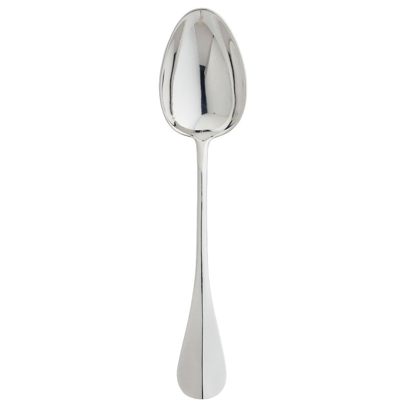 Silver-plated dessert spoon with rounded bowl and tapered handle from the Baguette collection by Ercuis.