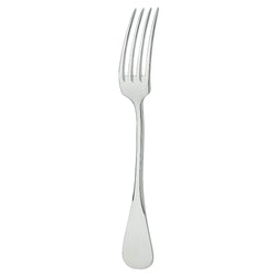 Silver-plated dessert fork with four tines and tapered handle from the Baguette collection by Ercuis.