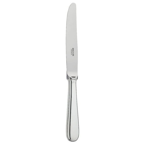 Silver-plated dessert knife with slim blade and curved handle from the Baguette collection by Ercuis.