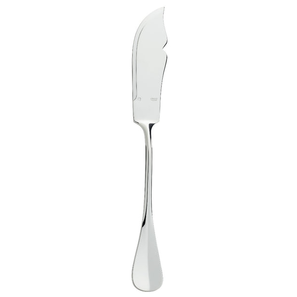 Silver-plated fish knife with curved notched blade and smooth elongated handle Baguette collection by Ercuis.