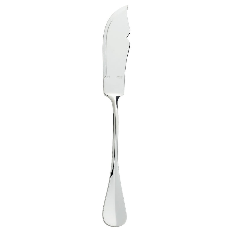 Silver-plated fish knife with curved notched blade and smooth elongated handle Baguette collection by Ercuis.
