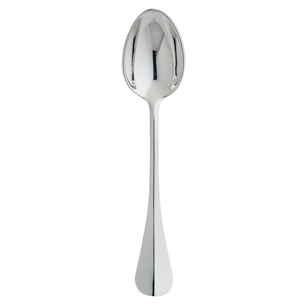 Silver-plated moka spoon with small oval bowl and slender elongated handle from the Baguette collection by Ercuis.