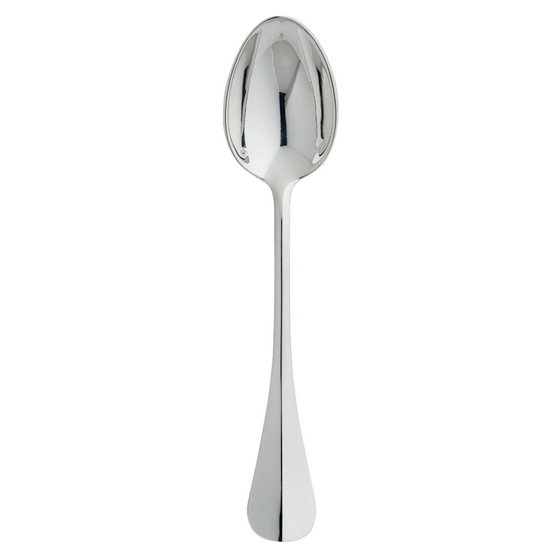 Silver-plated moka spoon with small oval bowl and slender elongated handle from the Baguette collection by Ercuis.