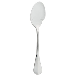 Silver-plated gravy spoon with deep oval bowl and smooth tapered handle from the Ercuis Baguette collection.