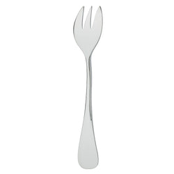 Silver-plated oyster fork with three short tines and polished handle from the Baguette collection by Ercuis.