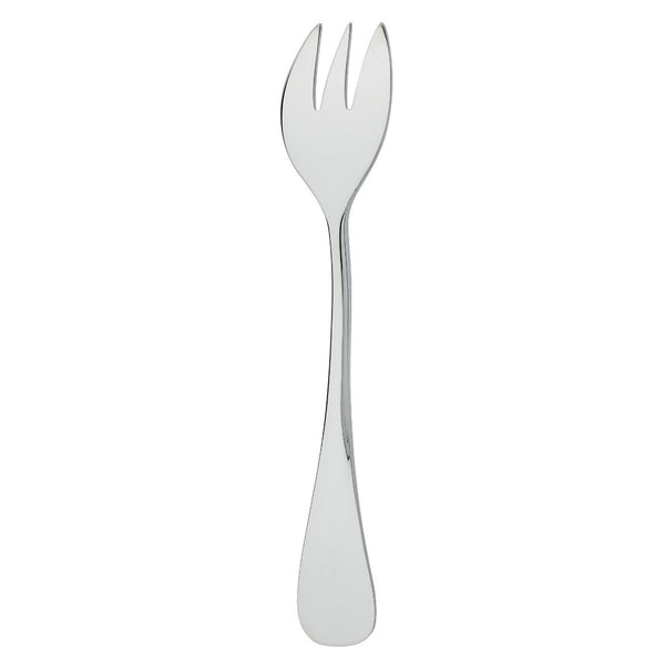 Silver-plated oyster fork with three short tines and polished handle from the Baguette collection by Ercuis.