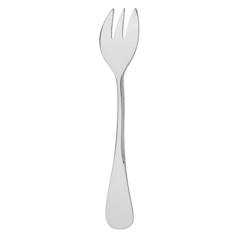 Silver-plated oyster fork with three short tines and polished handle from the Baguette collection by Ercuis.