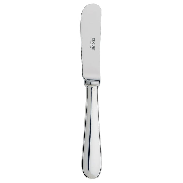 Silver-plated butter knife with rounded blade and smooth tapered handle from the Baguette collection by Ercuis.