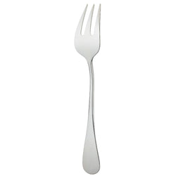 Silver-plated serving fork with three elongated prongs and polished tapered handle from the Ercuis Baguette collection.