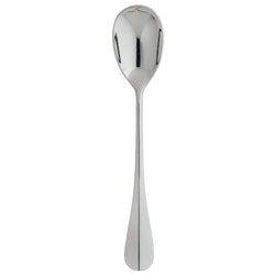 Silver-plated salad serving spoon with wide oval bowl and polished tapered handle from the Ercuis Baguette collection.