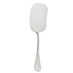 Silver-plated ice cream ladle with wide bowl and long handle.