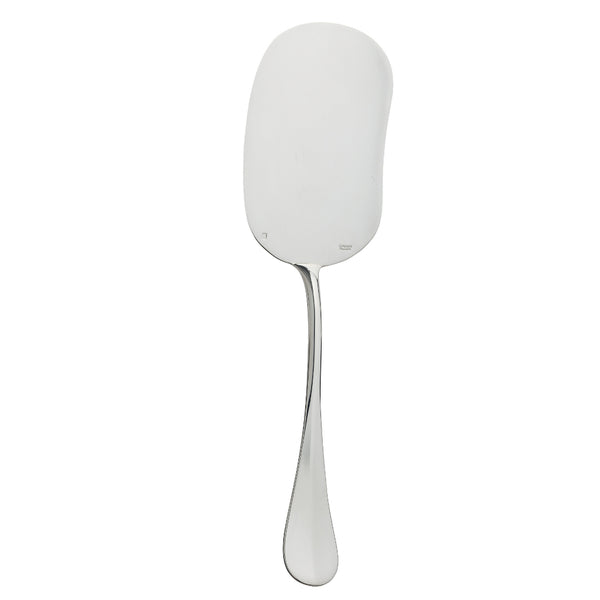 Silver-plated ice cream ladle with wide bowl and long handle.