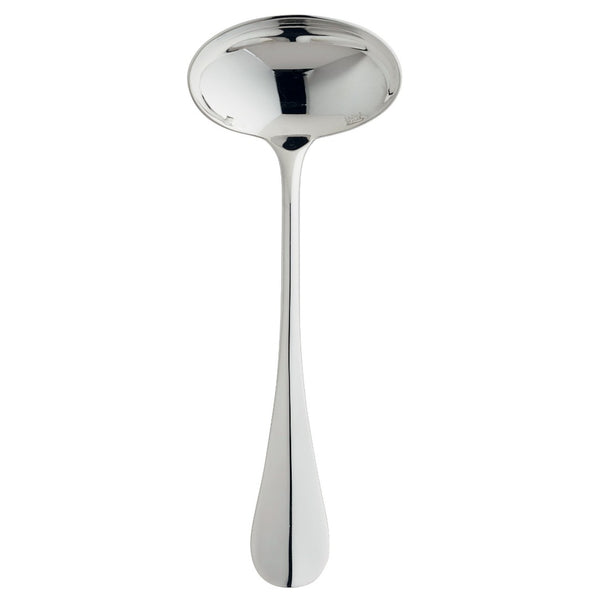 Ercuis Baguette silver-plated gravy ladle with polished finish and deep rounded bowl.