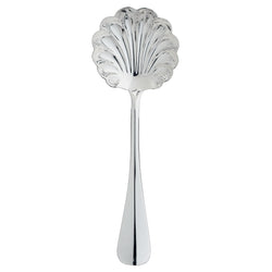 Silver-plated sugar spoon with scalloped bowl and polished handle from the Baguette collection by Ercuis.