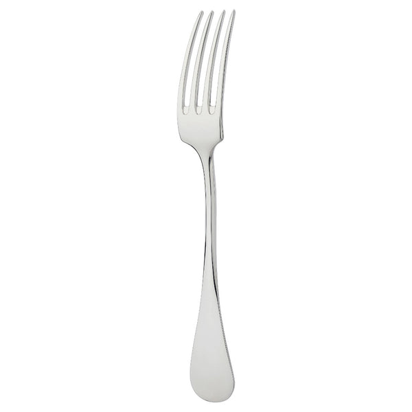 Silver-plated place fork with elongated tines and gently flared handle from the Baguette collection by Ercuis.