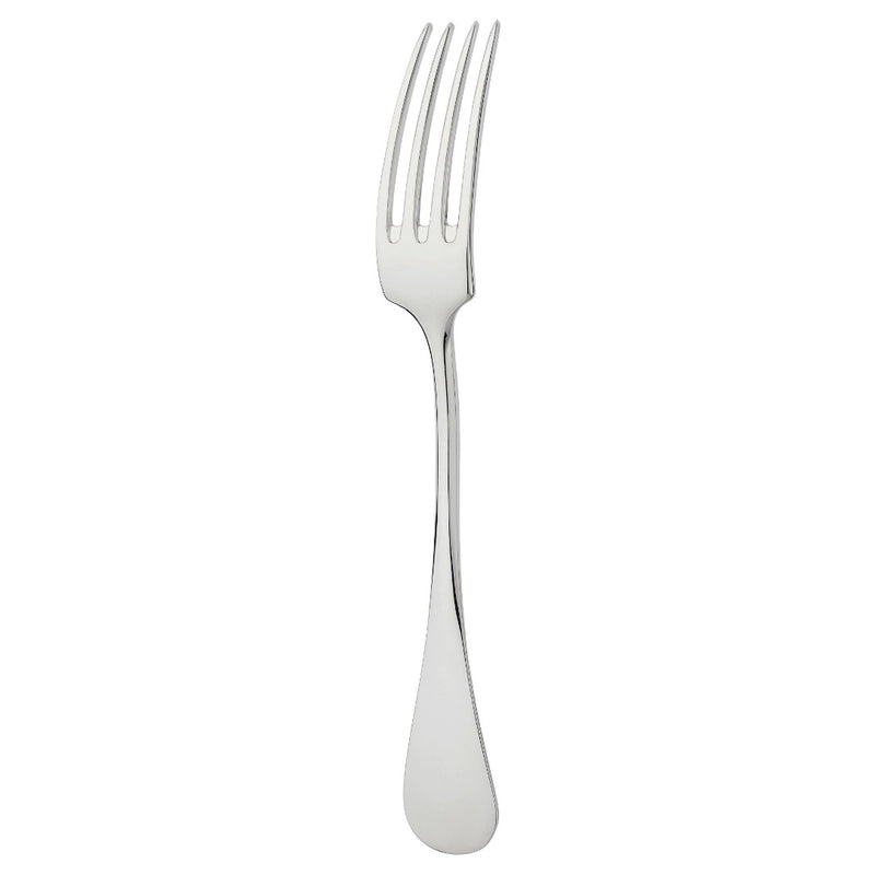 Silver-plated place fork with elongated tines and gently flared handle from the Baguette collection by Ercuis.