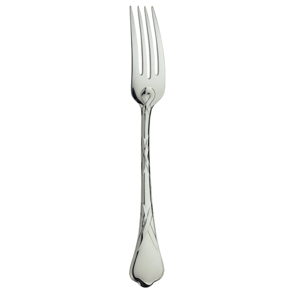 Silver-plated dessert fork with polished French design, Paris collection.