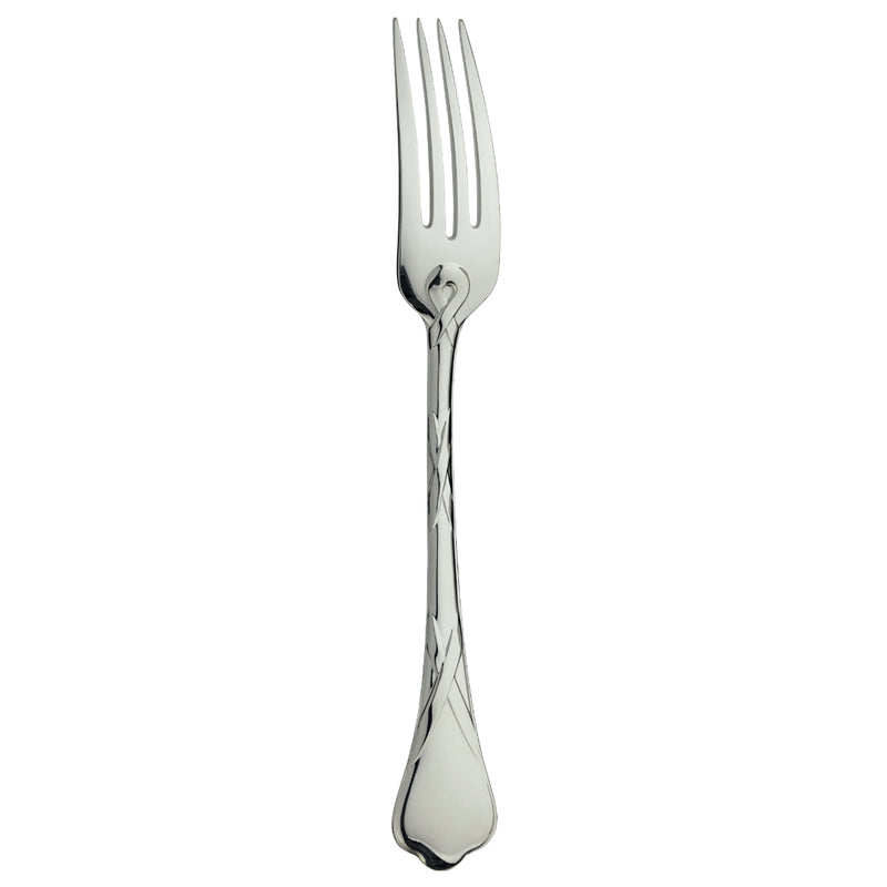 Silver-plated dessert fork with polished French design, Paris collection.