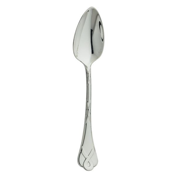 Silver-plated moka spoon with elegant design for espresso and coffee.