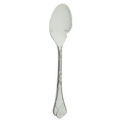 Silver-plated individual gravy spoon with ribbon motif and curved bowl, Paris collection.
