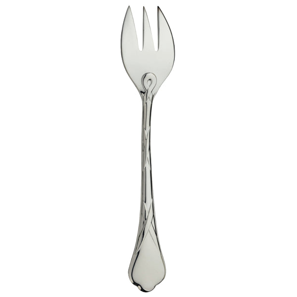 Silver-plated oyster fork with three prongs, Paris collection.
