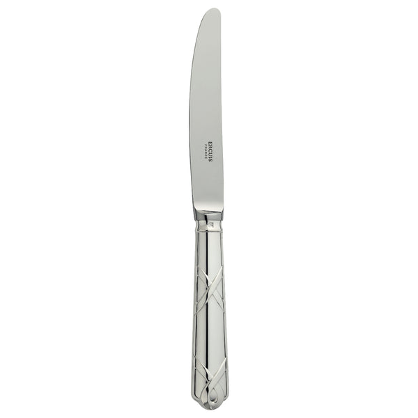 Silver-plated Paris place knife with ribbon motif handle by Ercuis.