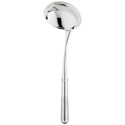 Ercuis Transat silver-plated soup ladle with engraved handle.