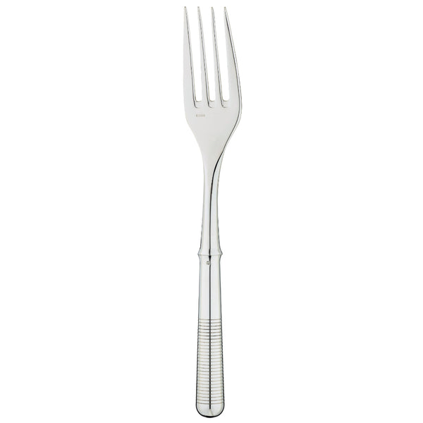 Transat silver-plated serving fork with long tines and engraved handle by Ercuis.