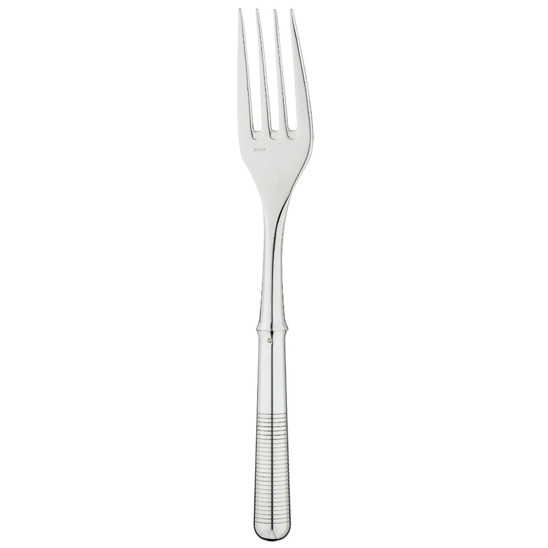 Transat silver-plated serving fork with long tines and engraved handle by Ercuis.
