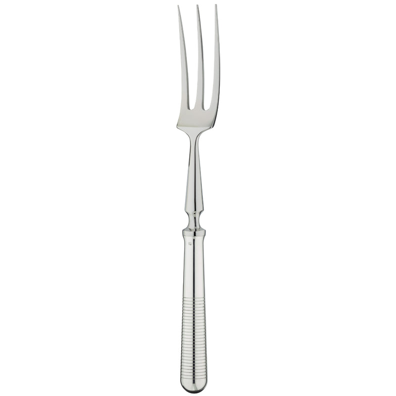 Transat silver-plated carving fork with two prongs and engraved handle by Ercuis.