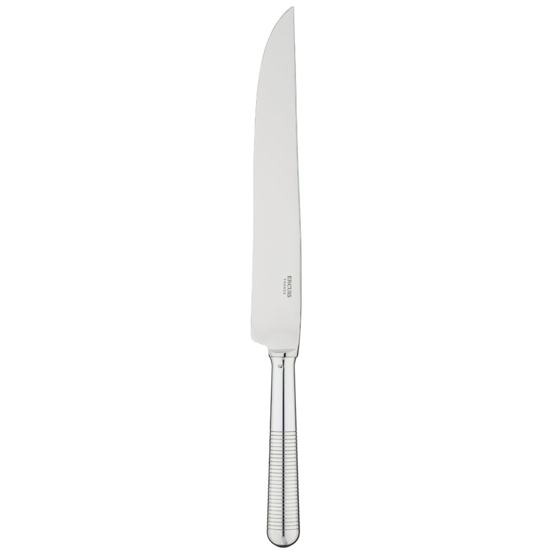 Transat silver-plated carving knife with long blade and engraved handle by Ercuis.