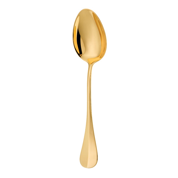 Ercuis Baguette gold-plated dinner spoon with smooth bowl and polished golden handle.