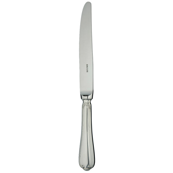 Sully dinner knife by Ercuis in polished stainless steel with ridge handle and shell motif.