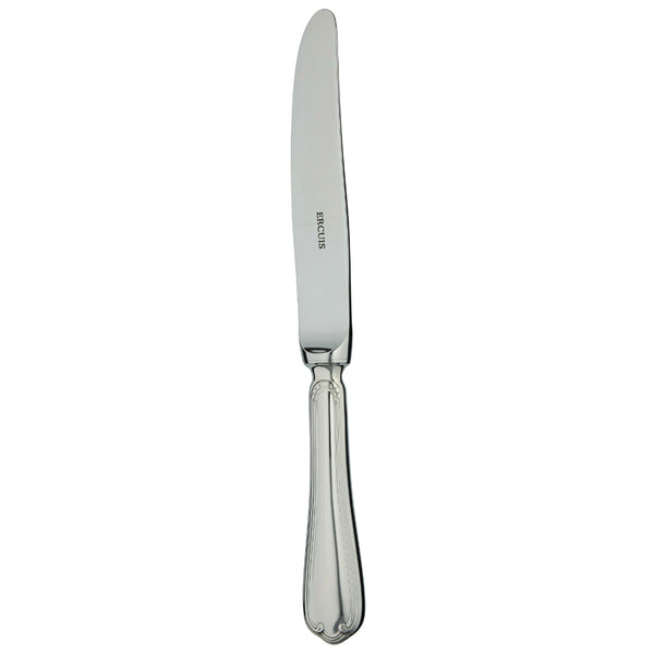 Sully dessert knife by Ercuis in polished stainless steel with ridge handle and shell motif.