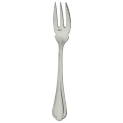 Sully fish fork by Ercuis in polished stainless steel with ridge handle and shell detail.