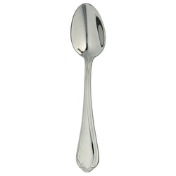 Sully moka spoon by Ercuis in polished stainless steel with ridge handle and shell motif.